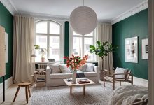 Фото - Небольшая квартира в Гётеборге с высокими потолками и зелёными стенами (47 кв. м)
